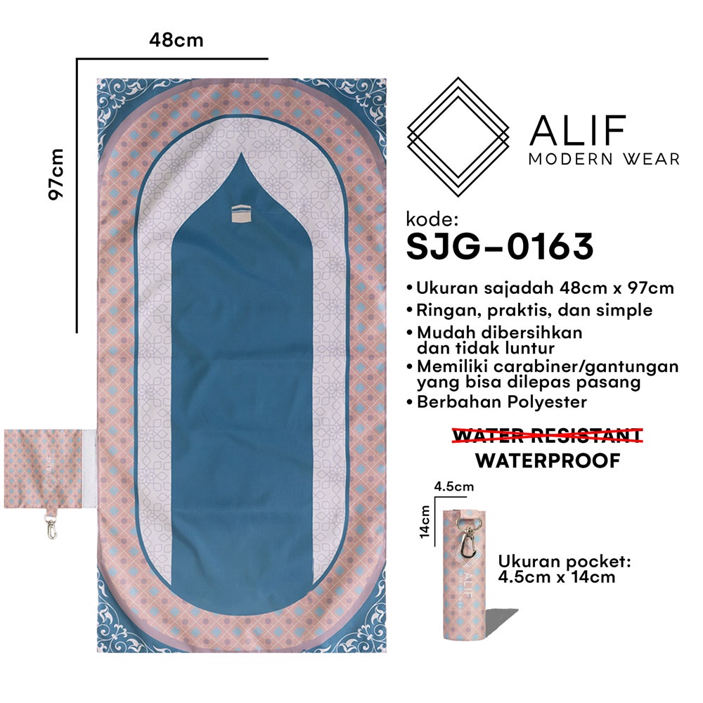 [GRATIS DIGITAL TASBIH] ALIF SAJADAH GENGGAM TRAVEL / SAKU / PORTABLE / WATERPROOF ( ALIF MODERN WEAR SJG-0163 )