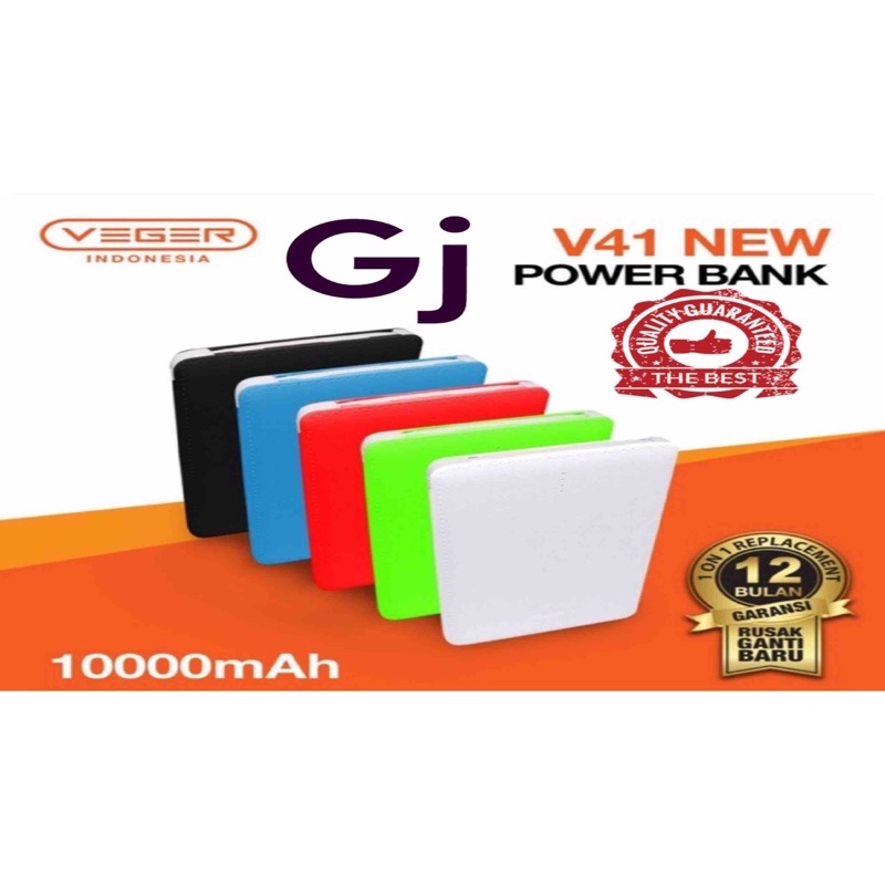 VEGER ORIGINAL POWER BANK V41 VEGER 10000 MAH warna random