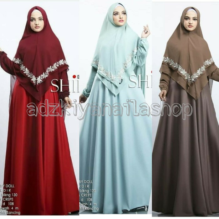 pakaian Gaun muslim ibu islami Gamis syari baju muslim wanita srnew shiraz renda maxy busui jilbab -