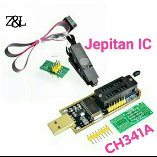 1Set CH341A dan Jepitan IC