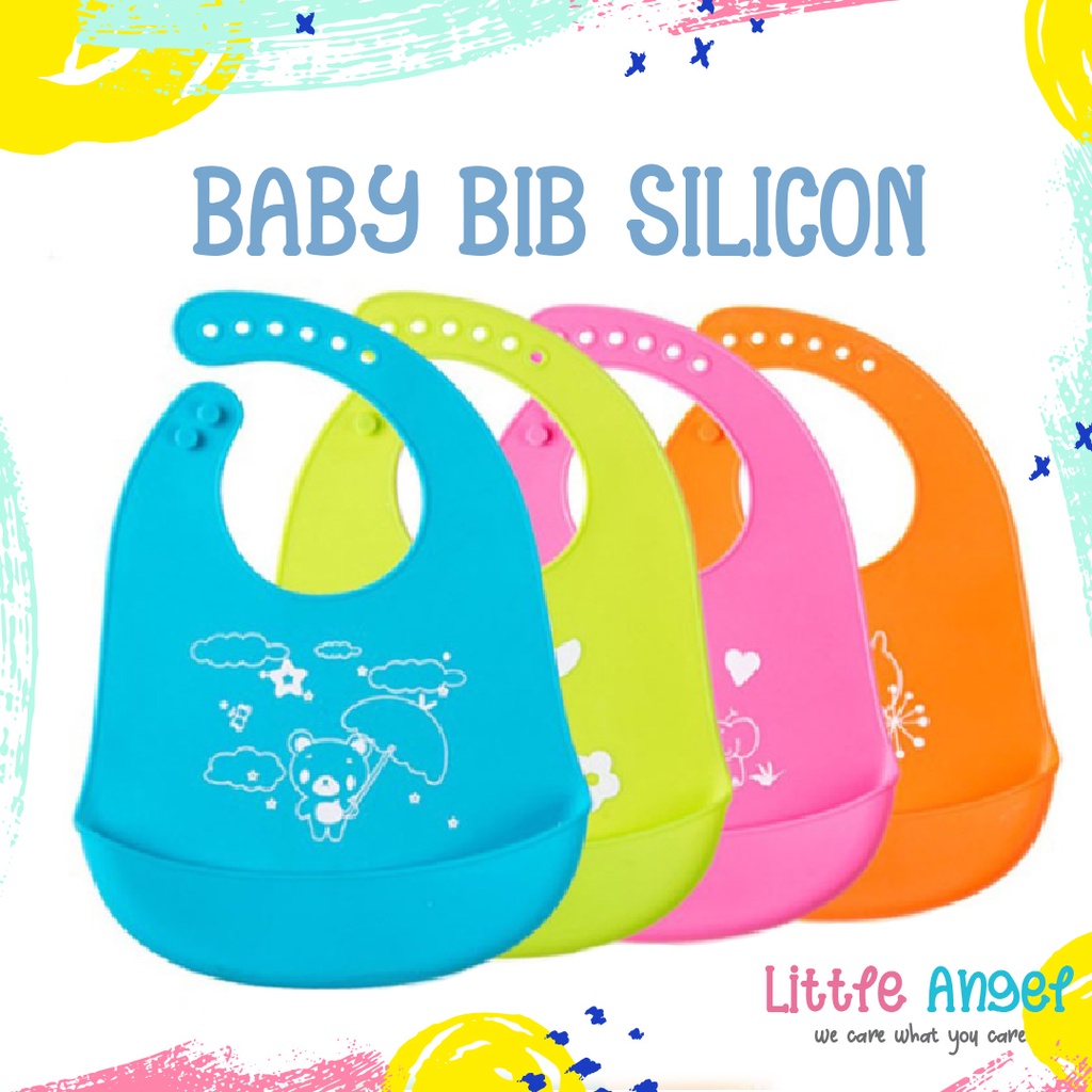 BABY BIB Celemek Makan Bayi Slaber Silikon Anak Bibs Karet Baby Burb Apron Silicon Anti Air