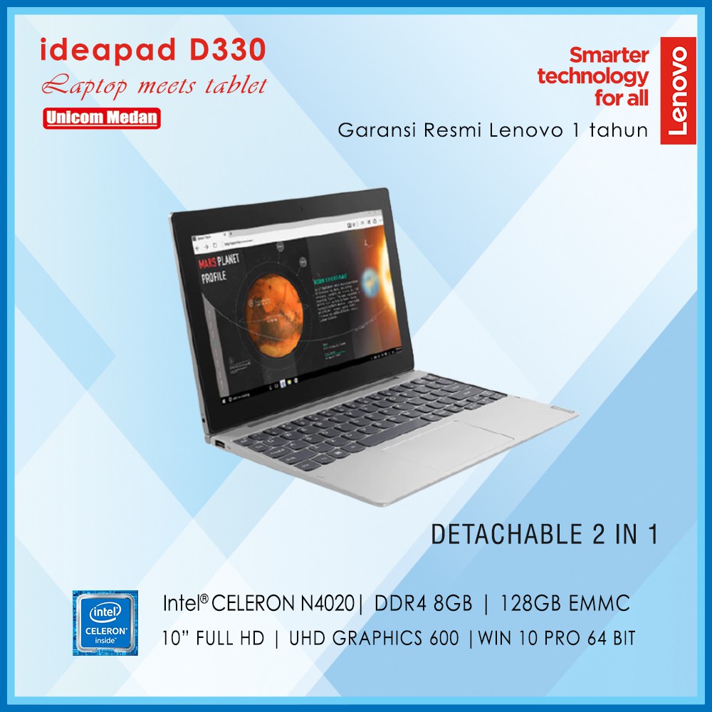 LENOVO IDEAPAD D330 TOUCHSCREEN 2 IN 1| INTEL N4020 | DDR4 8GB | 128GB | TABLET MODE