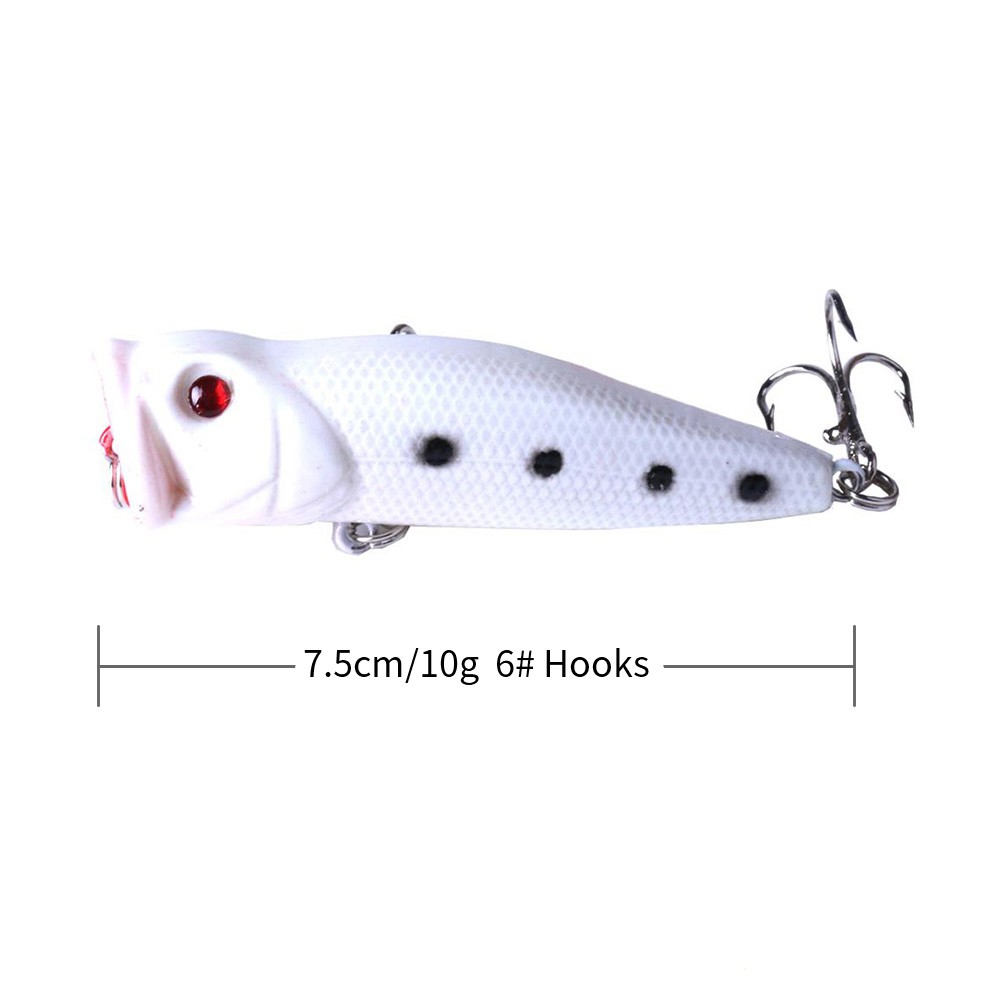 HENGJIA 1pcs 7.5cm/10g Luminous Popper Umpan Pancing Topwater Ikan Fishing Lure Swimbait Bass Tackle