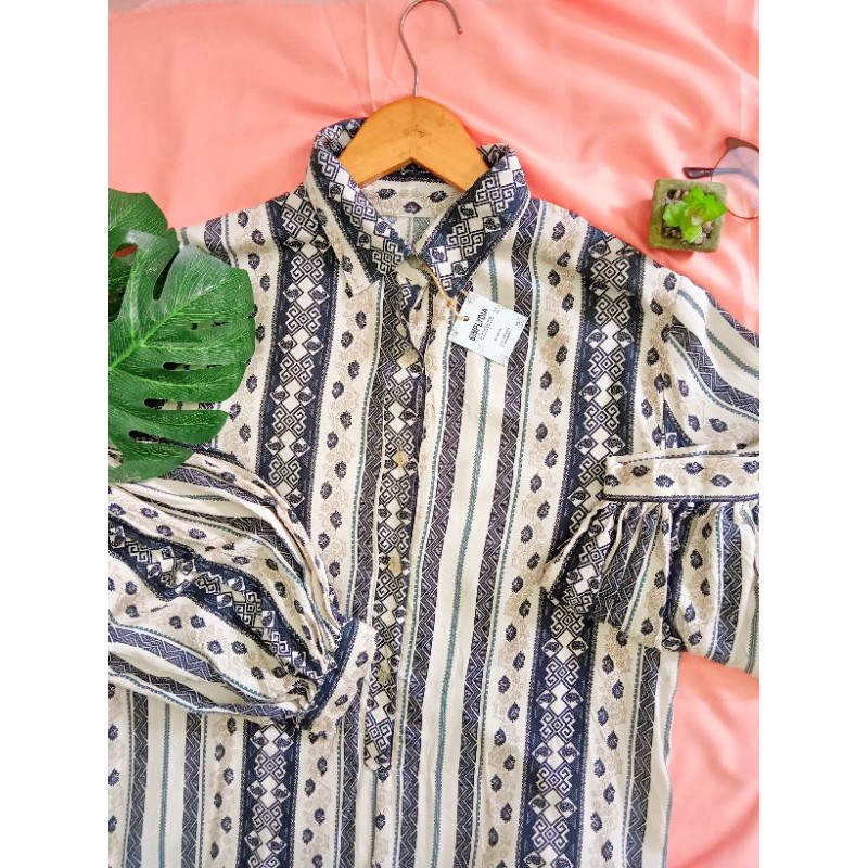 TUNIK MOTIF LENGAN BALON/ TUNIC RAYON
