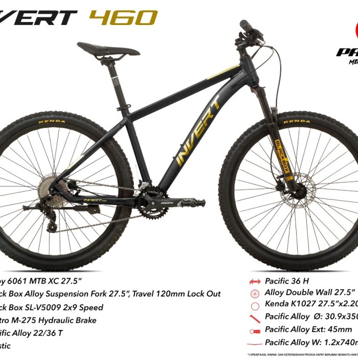 SEPEDA GUNUNG MTB PACIFIC INVERT 460 UK.27,5 Inch