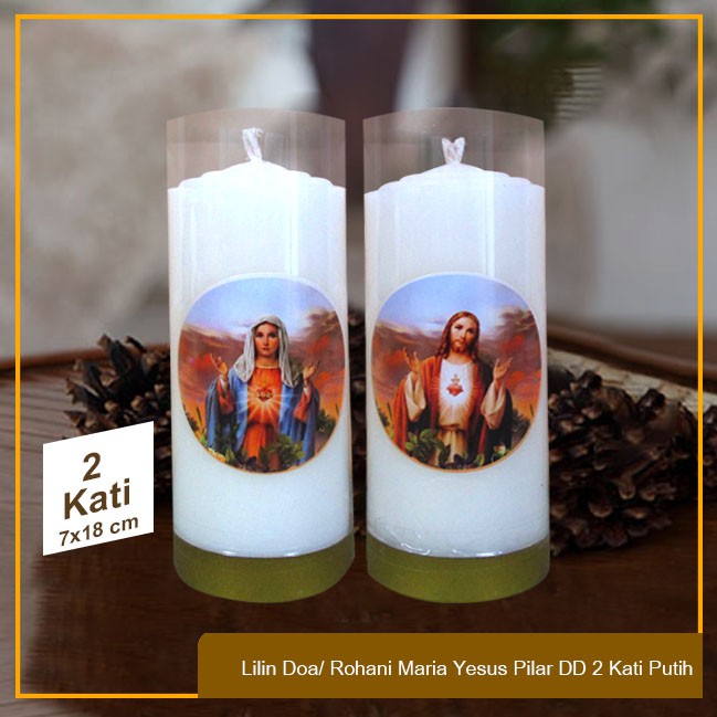 Lilin Ibadah Doa Rohani Yesus Maria Pilar Double Dragon 2 Kati Putih