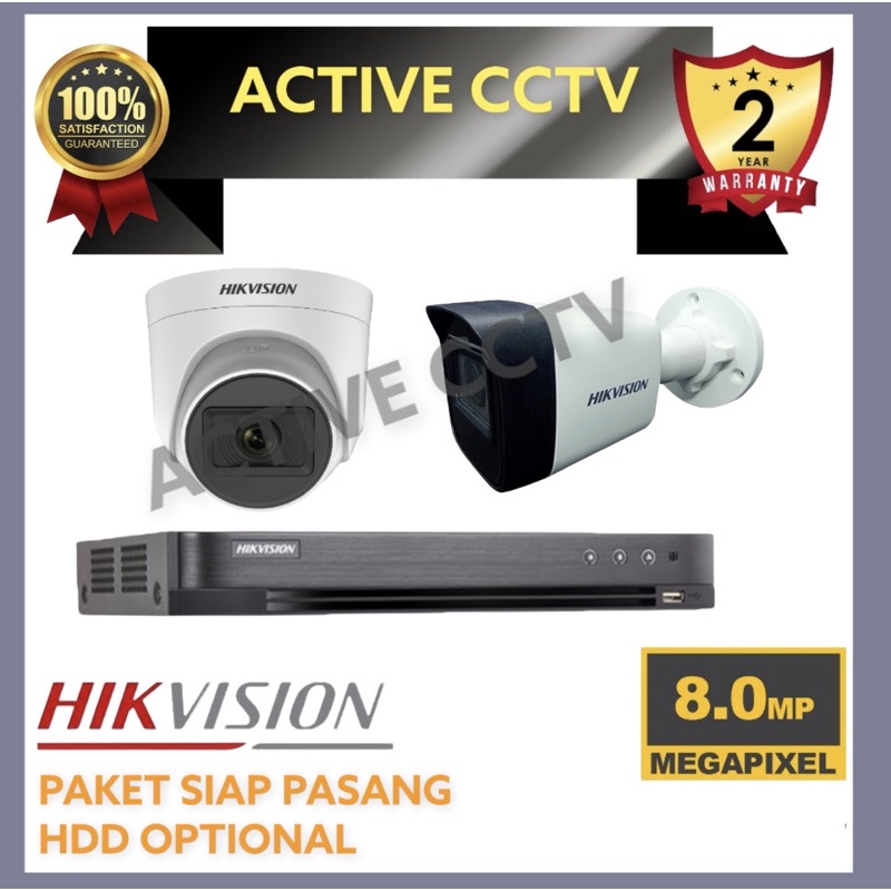 PAKET CCTV 2 KAMERA 8MP DVR 4 CHANNEL HIKVISION 8 MP 4CH