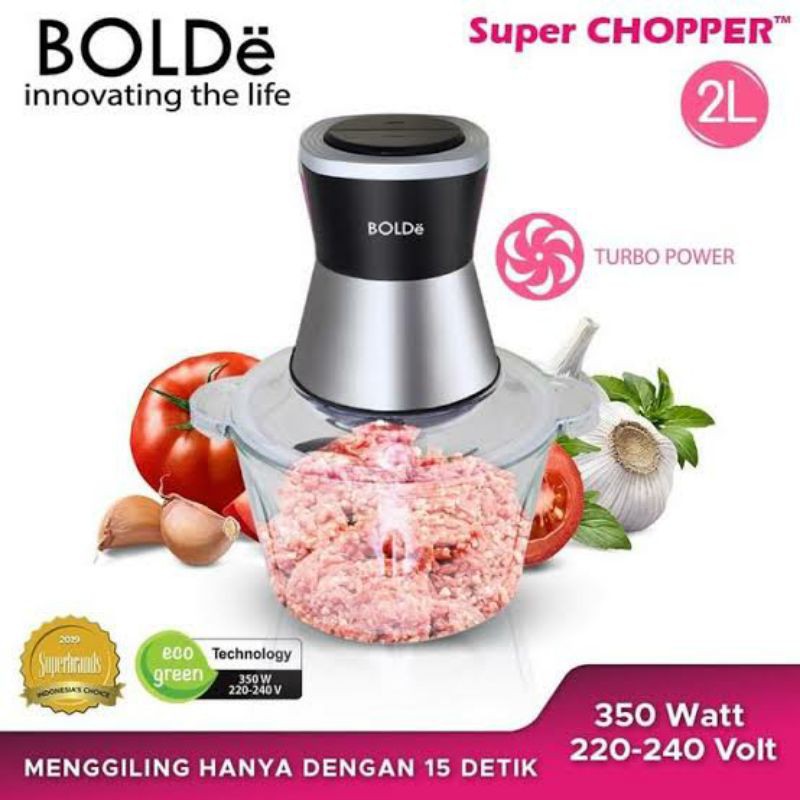 Food Chopper Bolde Gilingan Daging Bolde Pencincang Daging Bolde Penggiling Bolde Chopper 2 Liter Chopper Gelas Kaca Bolde