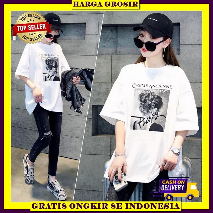 Baju Oversize Perempuan Tshirt Casual Kekinian Kaos Wanita Terbaru Korean Outfit Style Outfit Remaja