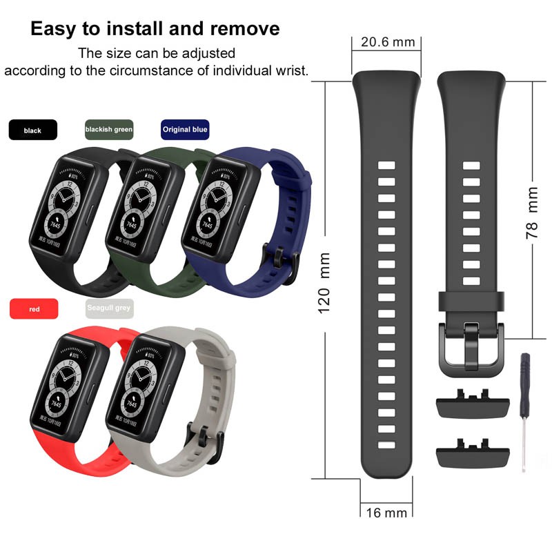 Silicone Strap Wrist Case Huawei Band 6 - 7 - Honor Strapband Wristband Tali Jam Tangan Smart Watch 