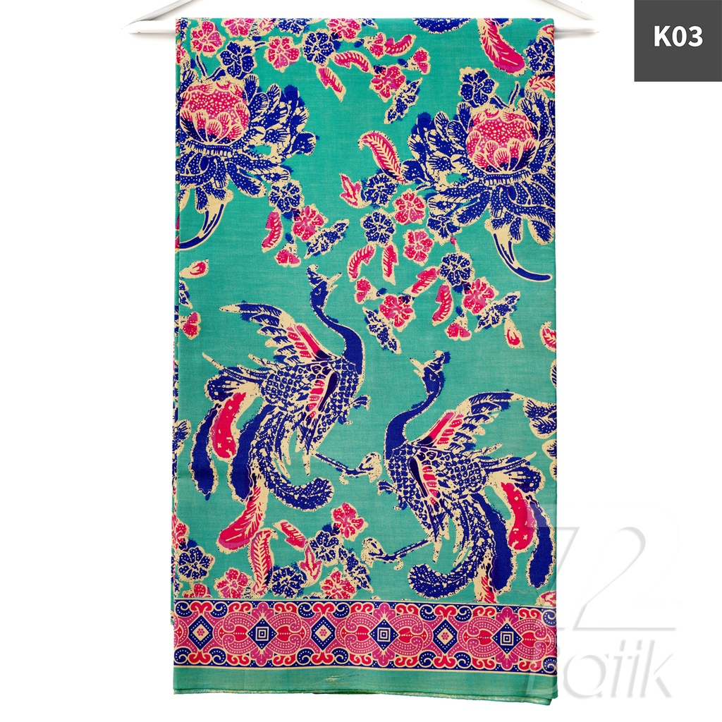 BAHAN BATIK PREMIUM Katun Motif Burung Warna Tosca Biru Merah Muda 725963 Cap 72 Jarik Jarit Samping Kebat Panjang Batik Katun Modern Premium Bahan Seragam Batik Pernikahan Kantor Keluarga Murah Kamen Jadi Batik Bali Lembaran