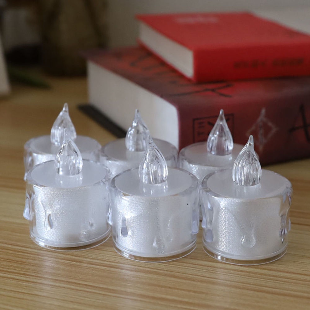 【COD Tangding】Led Electronic Candle Light for Straight Tears Small Tea Wax Creative Transparent Twinkle Small Night Light