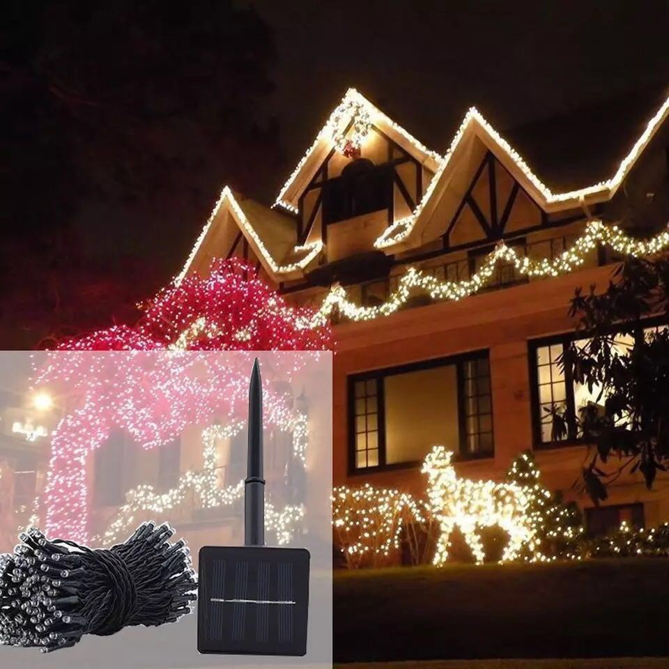 Lampu TENAGA SURYA 22meter 200LED Solar Tumblr String Lights 8 Modes Solar Twinkle Fair Lights for Christmas Garden Auto on/off 22m Solar led light Warna Warni Outdoor Waterproof Lampu Raya