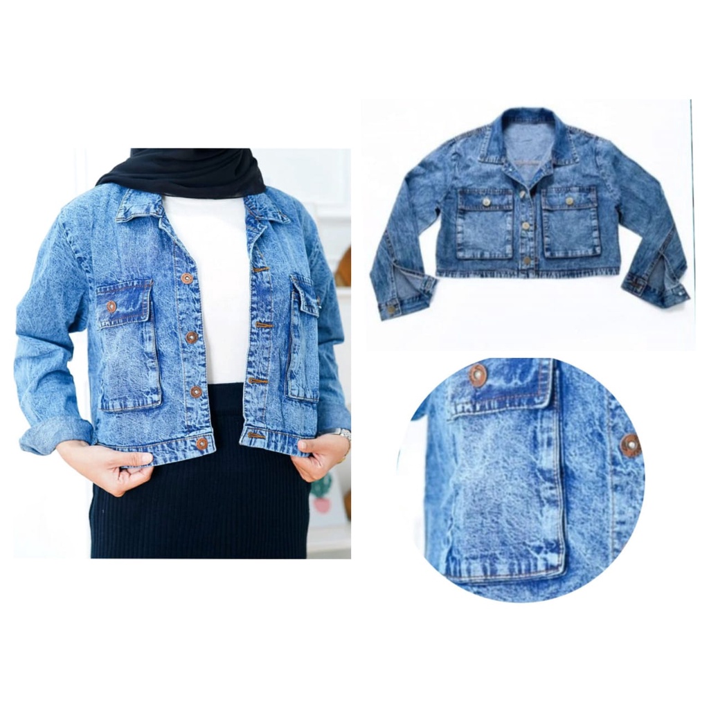HUM - ZFS Jaket Jeans Polos / SACHIE JEANS JACKET / Jaket Denim / Jaket Tangan kancing / Jaket Kanto