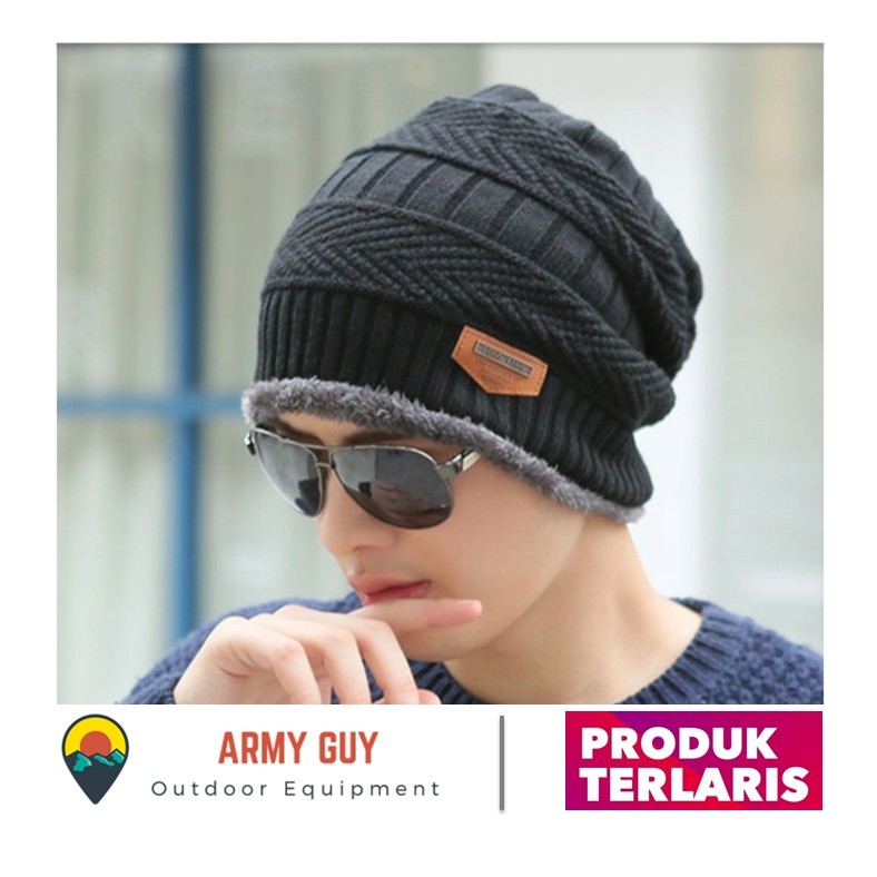 Topi Kupluk Rajut Beanie Polar Winter Hiking Camping Pria Wanita Murah