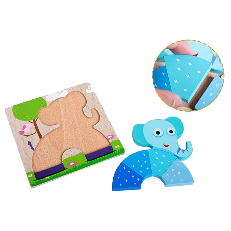 Mini Chunky Puzzle Wooden Puzzle Anak Puzzle Kayu Jigsaw Puzzle 3D Mainan Balita Mainan Edukasi