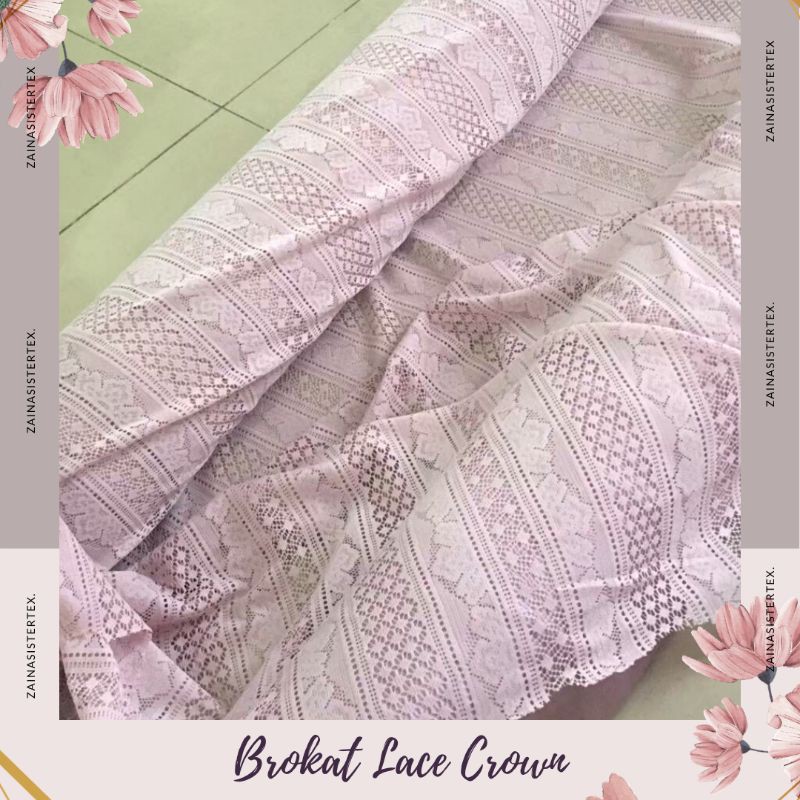 Kain Brokat Lace Crown Warna Lavender Ungu Muda