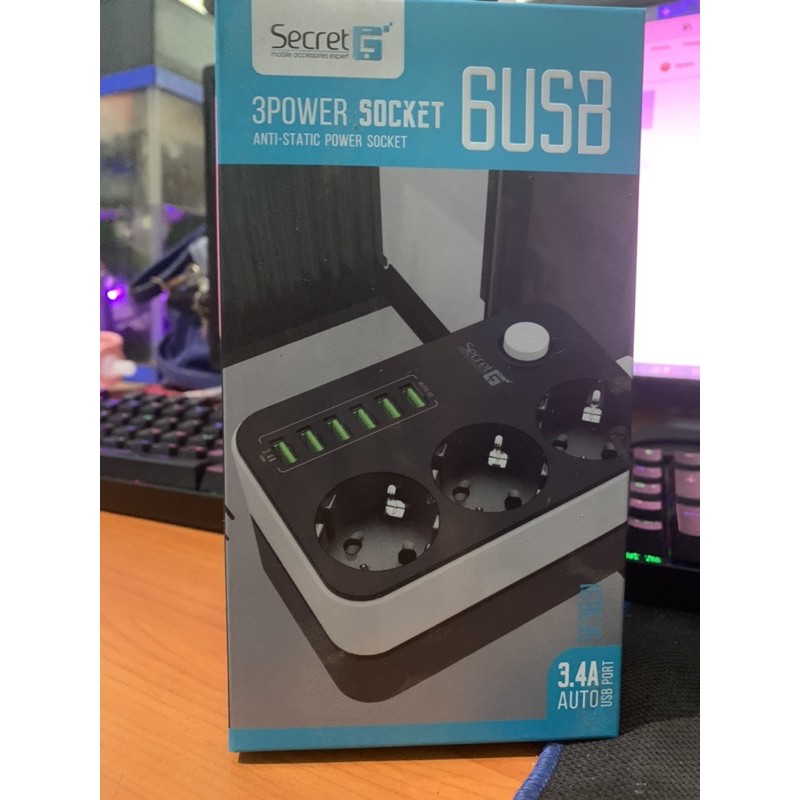 Secret G SE3631 3 Power Socket Dan 6 PORT USB SE 3631