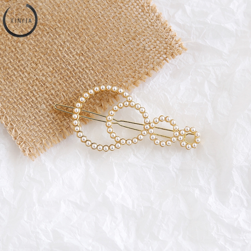 Jepit Rambut Mutiara Geometris Klip Wanita Korea Hairclip Hairpin