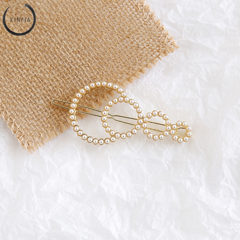 Jepit Rambut Mutiara Geometris Klip Wanita Korea Hairclip Hairpin