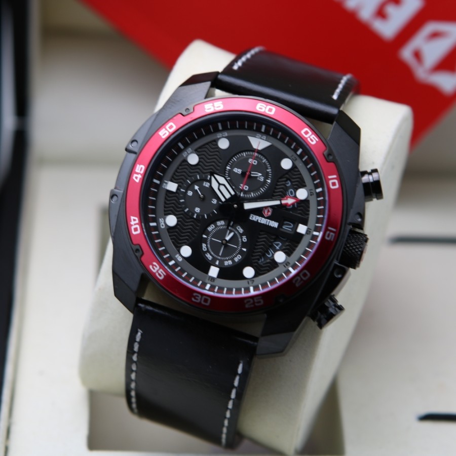 ORIGINAL Jam Tangan Pria Expedition Leather E 6762 / E6762 / 6762 Garansi Resmi 1 Tahun.