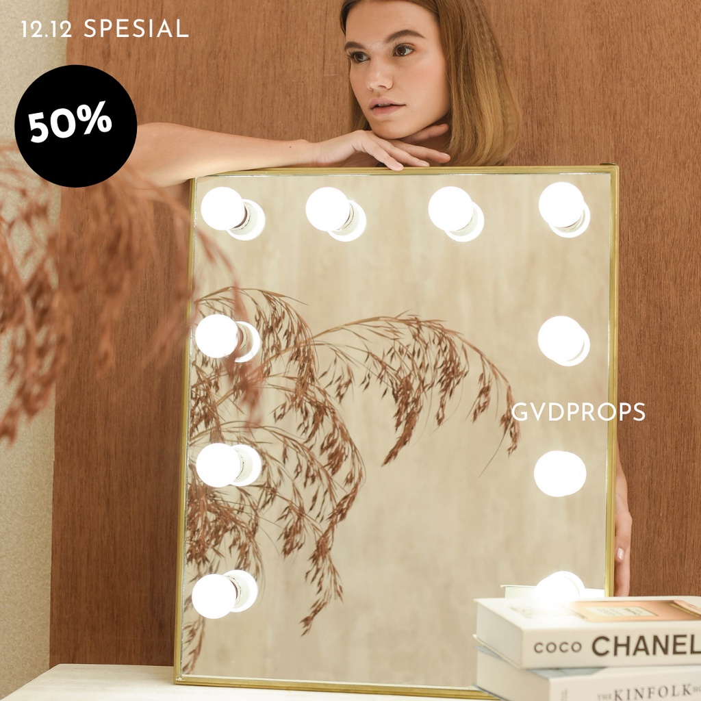 HOLLYWOOD VANITY MIRROR  GOLD SERIES 60 X 50CM