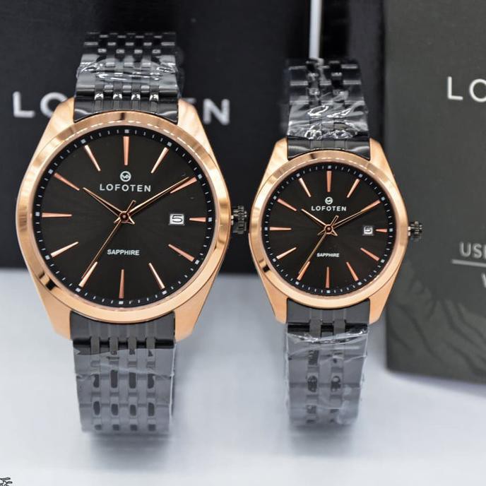 Jam Tangan Lofoten Couple 8101 Original Rantai Black Rosegold Toko.Feranika