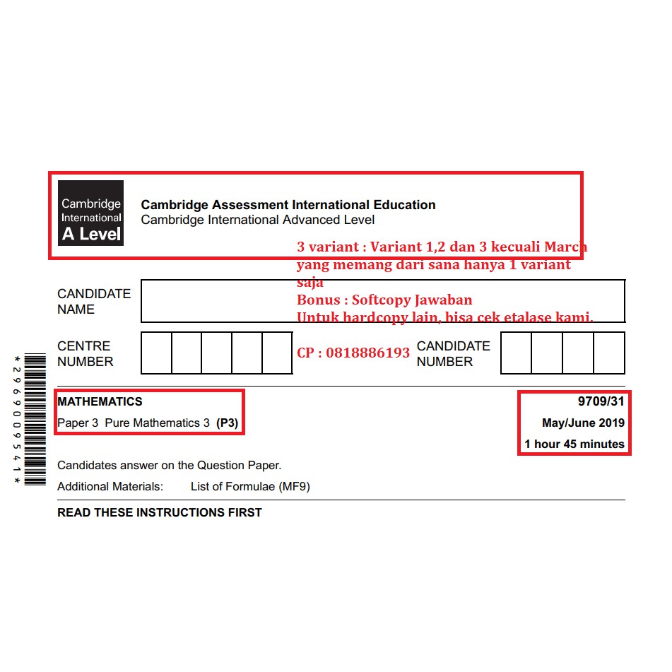 

A LEVEL PAST PAPER MATHEMATIC PURE MATHEMATIC 3 P3 2019-2015