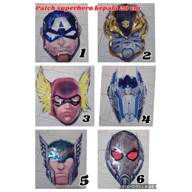 Aplikasi bordir Patch superhero led musik 20 cm kepala