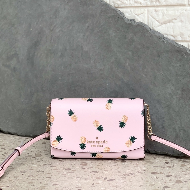 KS Staci Small Flap Crossbody Pineapples Pink Multi