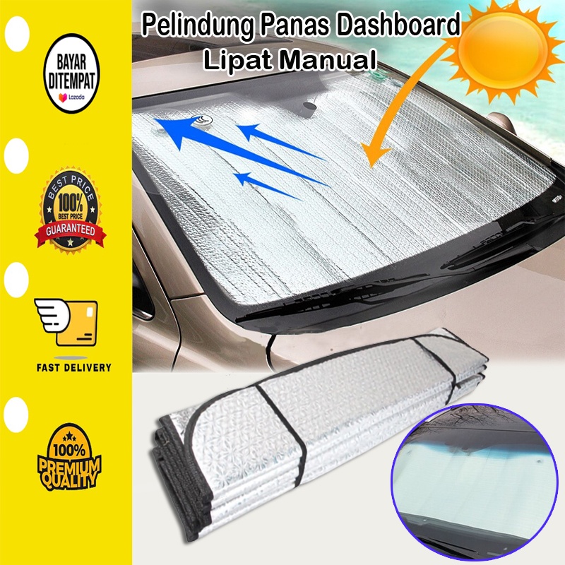 [BISA COD] Pelindung Panas Dashboard Tirai Kaca Depan Penutup Kaca Depan Mobil Tirai  Mobil Sun Shade size 130CM X 60CM