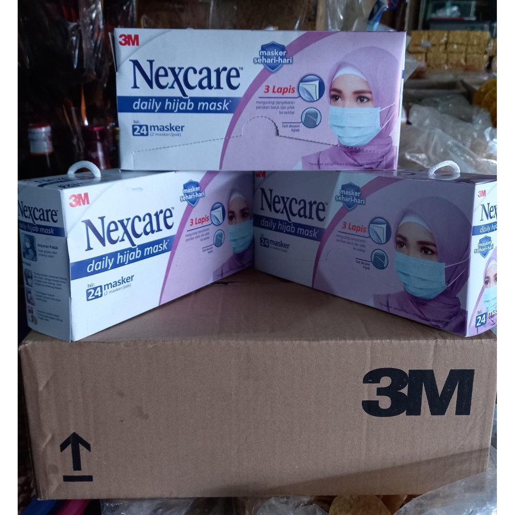 [PROMO 1 BOX ISI 36 Masker ]Masker NEXCARE 3 ply 1 Kotak Daily HIJAB 3M Ready Stock TERMURAH HEADLOOP 3ply Medis Surgical Mask Kesehatan 2+1