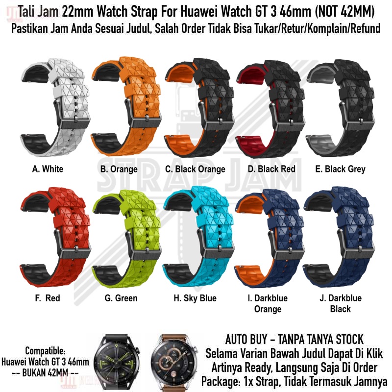 HPF 22mm Tali Jam Huawei Watch GT3 46mm (Not 42mm) - Silikon Rubber Sporty Keren