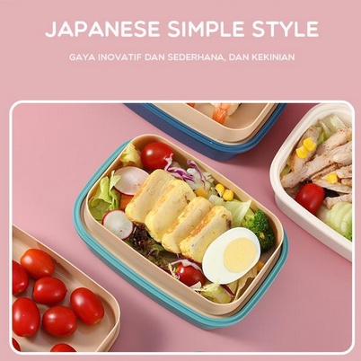 SAMONO STW10 Kotak Makan Bento Microwaveable Lunch Box Susun Food Grade Material 2 Tingkat