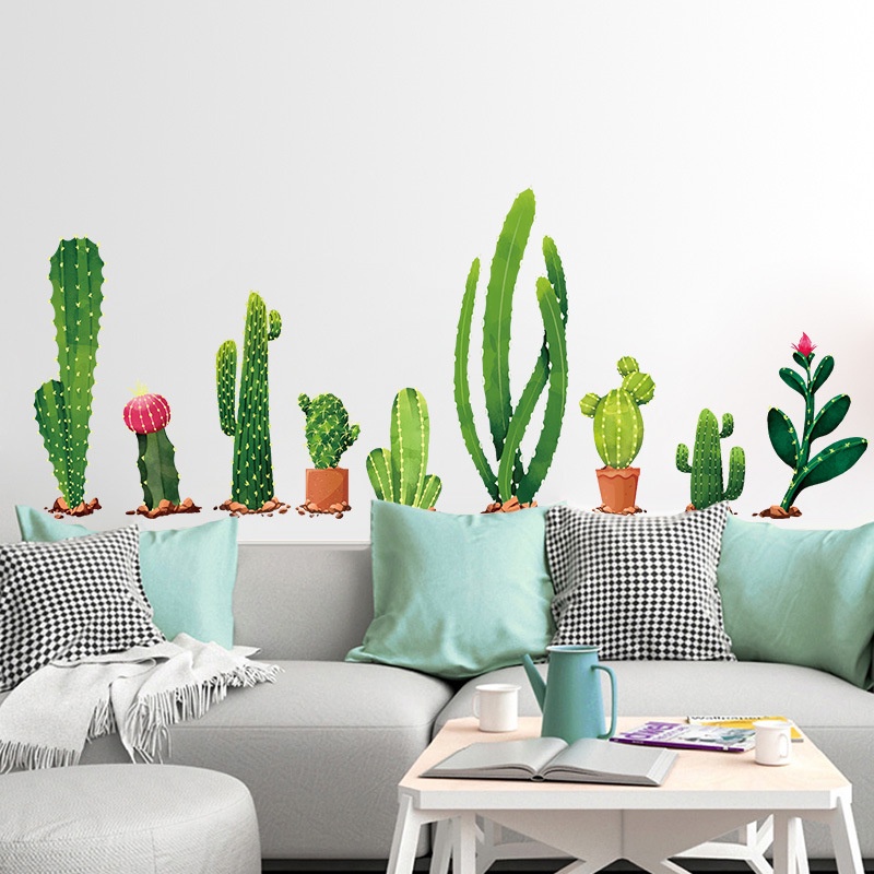 Reliza Wall Sticker Pot Cactus Hijau Garden LDR99312 Stiker Dinding