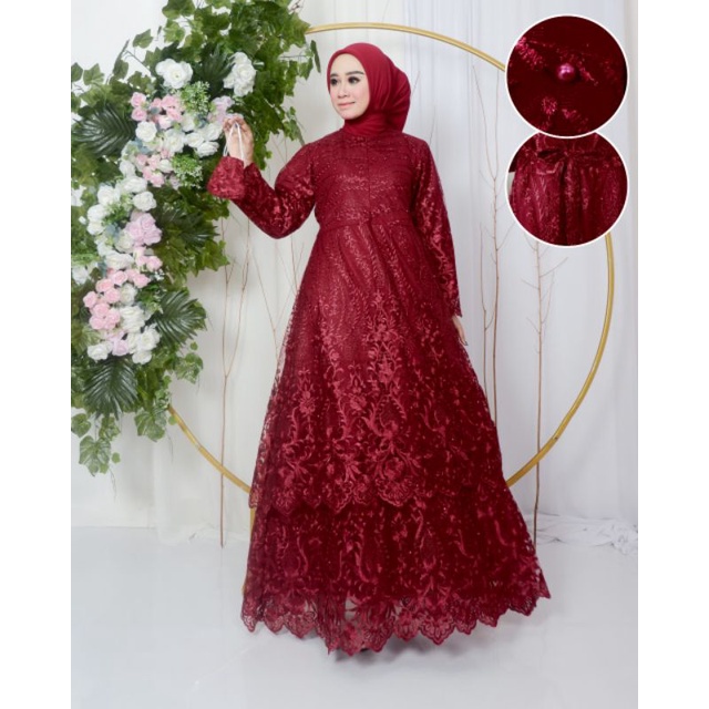 GAMIS TINGKAT KALISTA // BAHAN TILLE BORDIR PREMIUM // KODE DJ