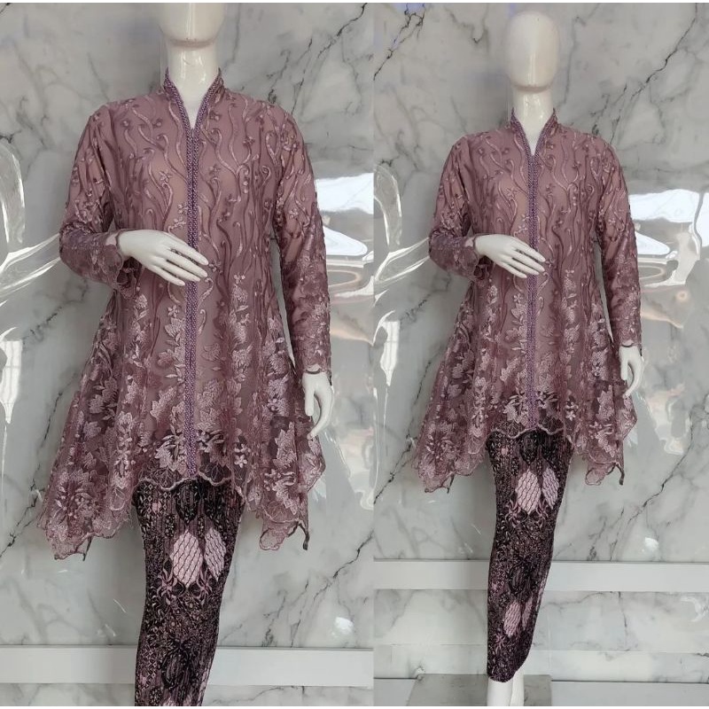 Stelan kebaya tunik busui ajc / kebaya Kartini / kebaya muslim / kebaya pesta / kebaya brokat / keba
