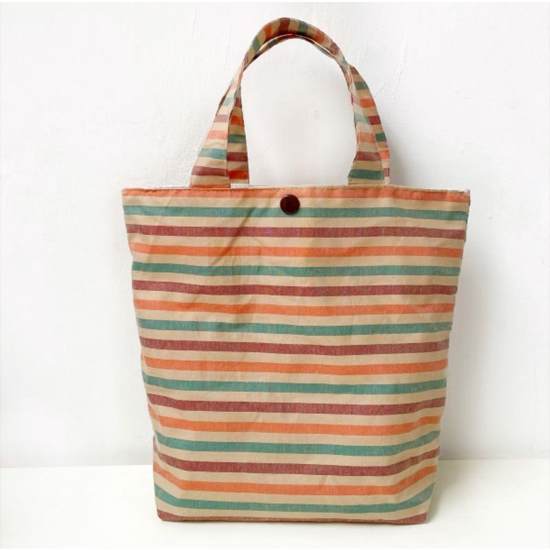 Totebag katun garis size 30x10x25