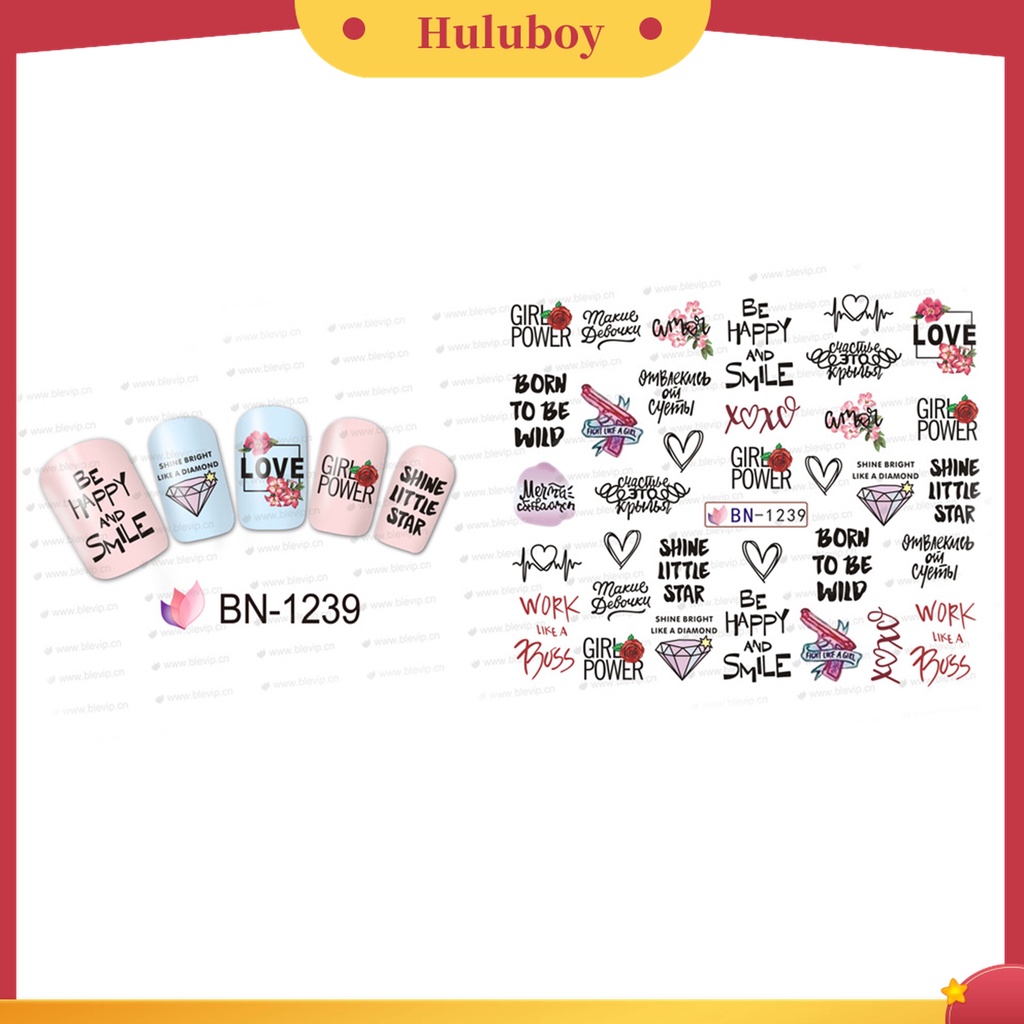 Huluboy Huluboy♡ Stiker Kuku Motif Tulisan Tahan Lama Untuk Festival