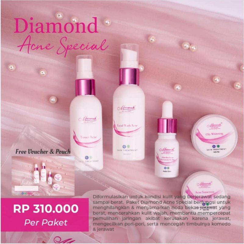 Paket Terbaru Diamond Acne Spesial Marwah Skincare Free Pouch + Serum
