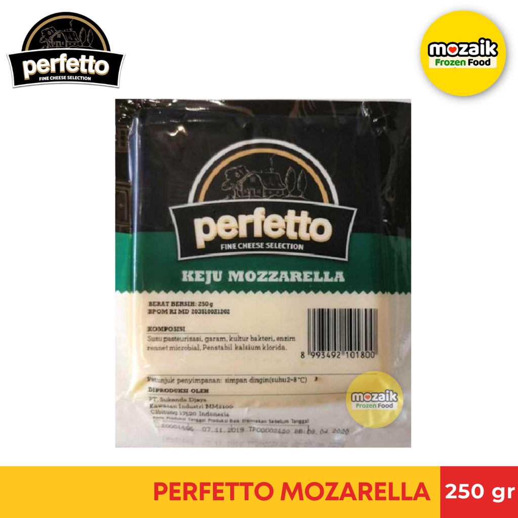 Keju Perfetto Mozarella 250 gr - Keju Mozarela / Keju Leleh / Mozaik Frozen Mart / Frozen Food Palem