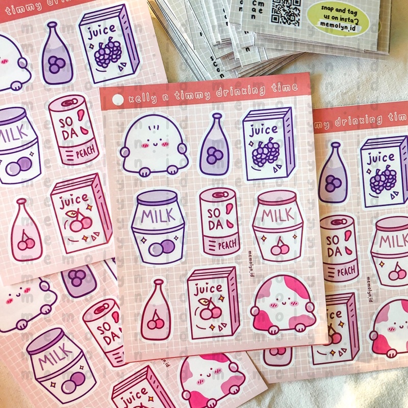 

Kelly n Timmy Drinking Time Sticker Sheet Dekorasi Bujo Journal