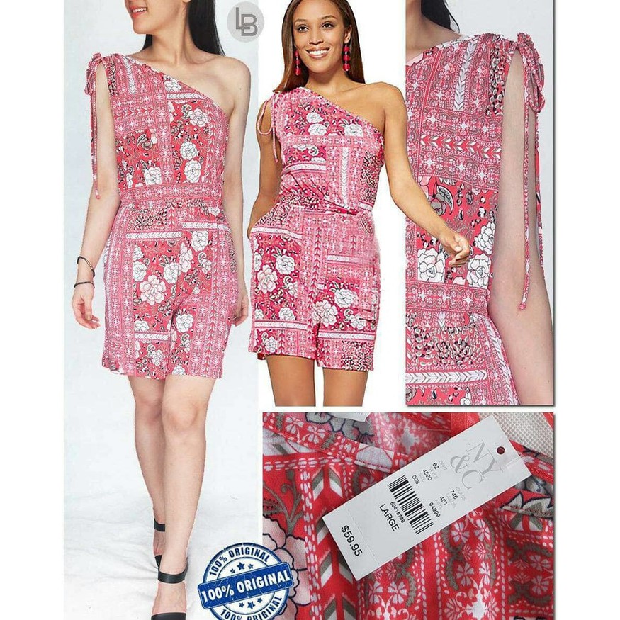 NY Company One Shoulder Floral Print Romper Playsuit