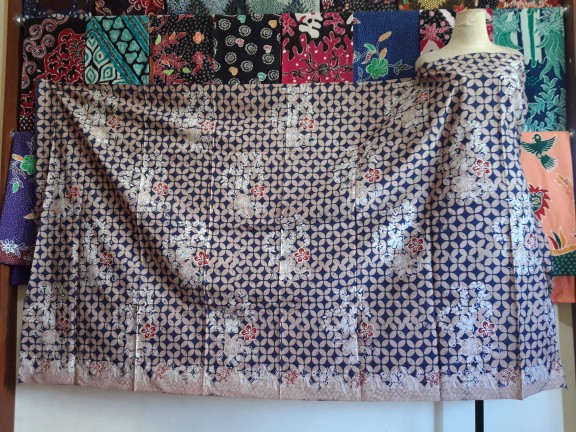 Batik Tunik Shibori Jumputan Terbaru Size S-3l / Hrb026 Yelbor Navbor / Biru Putih