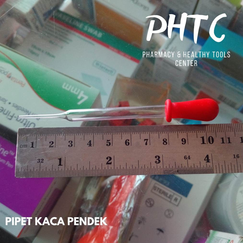 Pipet Tetes Kaca Pendek Kepala Merah