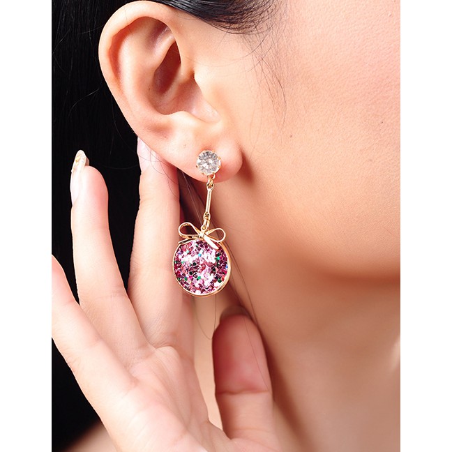 LRC Anting Tusuk Fashion Round Gold S925 Sterling Silver Geometric Love Earrings D17368