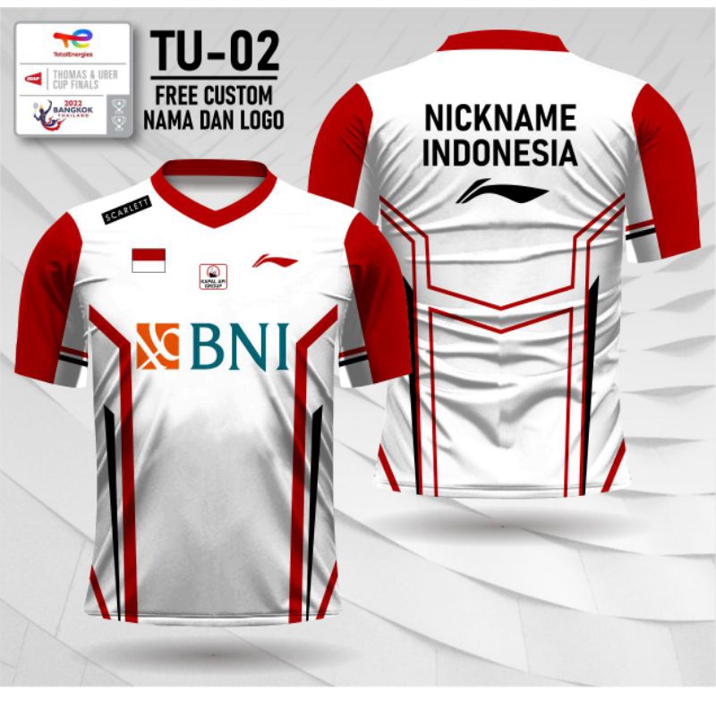 baju badminton jersey bulu tangkis Indonesia 2022 Thomas Cup Uber Cup