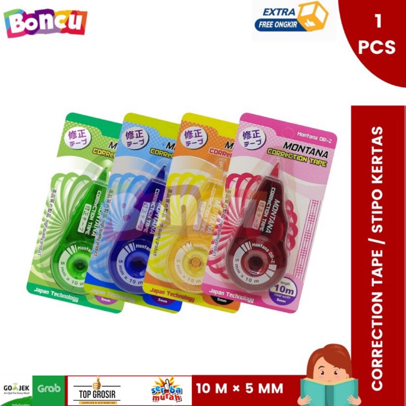 

MONTANA Correction Tape / Pita Koreksi OR-2 / Stipo Kertas / Stipo Kertas 10M/ Correction Tape Murah Montana OR-2 alat tulis murah [ 1 PCS ]