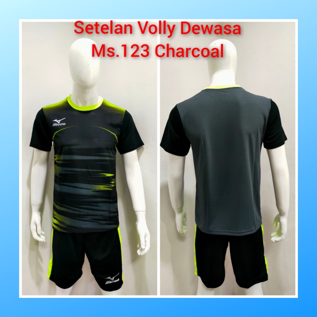 Kaos bola voli pria jersey volley ball baju dan celana setelan wanita dewasa t-shirt outfit seragam jarsey kostum olahraga pakaian apparel sport jersy volly casual jersi suit MZ123 charcoal