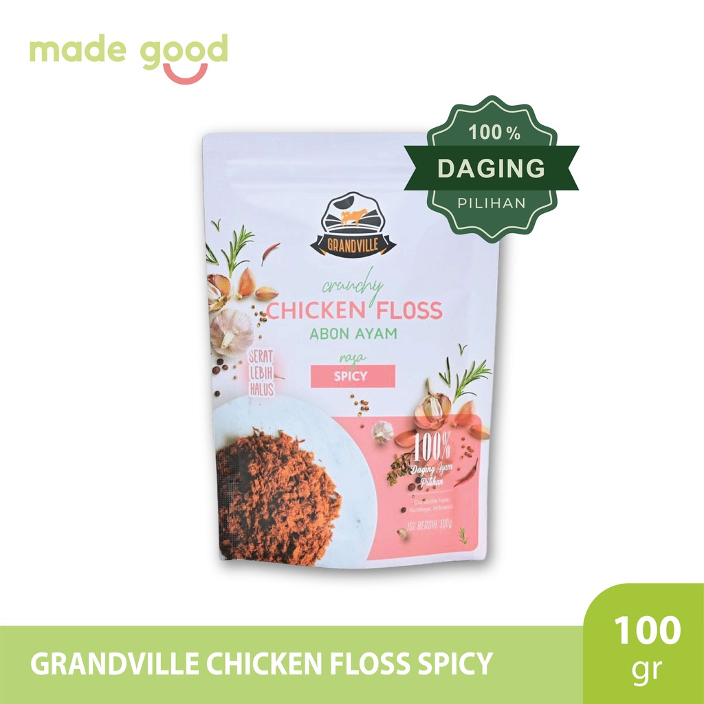 Grandville Abon Crunchy 100gr - Sapi Ayam Beef Chicken Original Spicy Beef (Sapi) Original